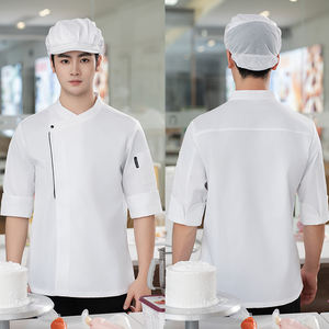 Chaqueta de Chef de manga corta personalizada, <span class=keywords><strong>uniforme</strong></span> gris, <span class=keywords><strong>uniforme</strong></span> de Chef, ropa de trabajo lisa, ropa <span class=keywords><strong>Vintage</strong></span>, <span class=keywords><strong>uniforme</strong></span> de Restaurante Francés, abrigo de Chef - Product Image 3