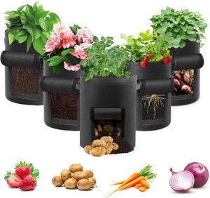 Sacs <span class=keywords><strong>de</strong></span> culture <span class=keywords><strong>de</strong></span> légumes pour jardin <span class=keywords><strong>de</strong></span> 5, 7 et 10 gallons, réutilisables, écologiques, pliables, en feutre, avec couleur personnalisable - Product Image 1