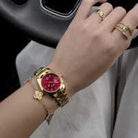 Montre à quartz ronde personnalisée pour femme, étanche 30M, avec fenêtre de date, bracelet en acier inoxydable bicolore, pour usage quotidien