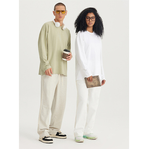 100% coton unisexe à manches longues 2024 Logo sur mesure 205G plaine lourde de haute qualité - Product Image 5