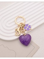 Pendentif Cœur Trèfle à Quatre Feuilles Porte-Bonheur, Accessoire de Sac Tendance pour Femme, Porte-clés de Voiture Créatif en Alliage de Zinc de Haute Qualité, Couleur Personnalisable