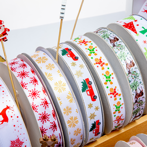 Pita Natal Mewah Cetak Transfer Panas 25mm Dekorasi Santa Claus, Kepingan Salju, Pohon, dan Rusa untuk Hadiah Natal, Buatan Pabrik - Product Image 5