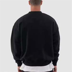 Sweat-shirt à col rond surdimensionné de haute qualité pour hommes, coton de luxe, polaire, brodé, épaules tombantes, logo personnalisé, style décontracté solide - Product Image 2