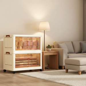 Armoire à tiroirs pliable en plastique portable à 2 niveaux avec <span class=keywords><strong>roulettes</strong></span>, organisateurs <span class=keywords><strong>de</strong></span> <span class=keywords><strong>rangement</strong></span> empilables multifonctionnels - Product Image 6