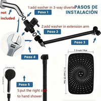 SANIPRO ABS ensemble de douche en acier inoxydable avec jet à main haute pression, pommeau de douche pluie avec bras d'extension réglable