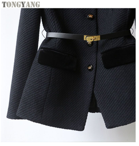 TONGYANG Stand-up Collar <strong>Coat</strong> 2025 Autumn New Fashion Long <strong>Waist</strong> Slim <strong>Coat</strong> Small Fragrance Shoulder <strong>Women's</strong> Clothing. - Product Image 6