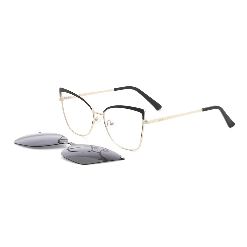 Eyeglasses with Clip On Sunglasses TR90 Optical Eyewear Frame Clip On Sunglasses