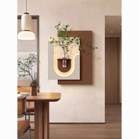 Hydroponique plante verte décorative bricolage Vase en trois dimensions grès applique murale haut de gamme peinture sur bois pour salon