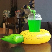 Porte-gobelet gonflable ananas de forme personnalisée porte-boisson gonflable flottant pour canettes ou bouteilles d'eau