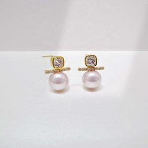 Precio de fábrica, pendientes de plata de ley 925 con perlas únicas, nueva moda 2026, delicados pendientes asimétricos de oro rosa para niñas pequeñas - Product Image 3