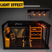 Vitrine d'exposition pour modèles réduits de voitures 1:24 avec éclairage LED, pour les amateurs, simulant une scène de garage et de parking, avec emplacement de stationnement jouet