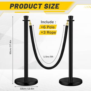 Poteaux et cordes robustes pour tapis rouge, poteaux en acier faciles à assembler pour un contrôle efficace de la foule lors d'événements et de fêtes - Product Image 1