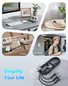 SUNGUY 3-in-1 18W USB C Data <b>Cable</b> <b>Fast</b> <b>Charging</b> <b>Cable</b> Type C Charger for Mobile Phone Power Bank and Car Use - Product Image 2