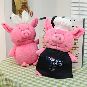 Lindo Chef Cerdo Juguete de peluche Cerdo de peluche de pie suave <span class=keywords><strong>Delantal</strong></span> Rosa creativo Cerdo Animal de peluche Juguete - Product Image 3