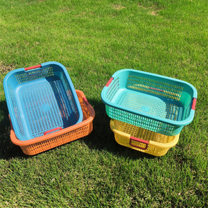 Cesta de Almacenamiento Rectangular de Plástico 30x23x9cm con Asas para Lavar y Organizar Vegetales en la Cocina - Product Image 4