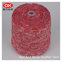 Wholesale Ou Xing OX-046 Polyester Fluffy Feather Fancy Yarn in Red & White Colors for Knitting/Weaving Crafts Decor-1000KG MOQ
