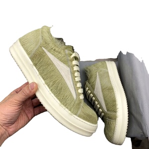 Zapatillas bajas de cuero de lujo Owens para hombre y mujer, con cordones, suela gruesa, informales, planas, en stock, color negro - Product Image 4