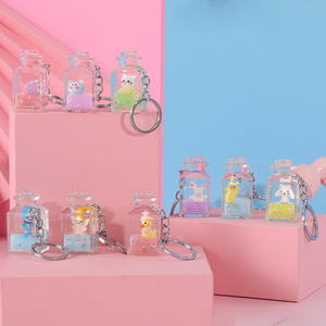 Nuevo llavero de acrílico de cristal de botella flotante bonita de dibujos animados de aceite teñido de macarrón para cadena de teléfono móvil colgante de bolsa de coche - Product Image 1