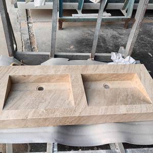 Luxury High Quality Glossy Beige Cappuccino Dolomite <b>Marble</b> Modern Bathroom Vanities OEM/ODM Polished Surface Wholesale - Product Image 2