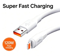 Câble adaptateur de charge rapide 120W 6A (matériau PVC) pour iPhone compatible avec IP7 XR IP11Pro IP13 14