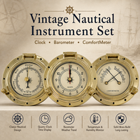 Station météo marine en laiton 3-en-1 : Horloge, Baromètre et Thermohygromètre pour Yacht, Bateau, Camping-car et Décoration