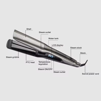 Lisseur professionnel en céramique tourmaline à vapeur et huile, fer à lisser électrique LED en aluminium pour usage domestique