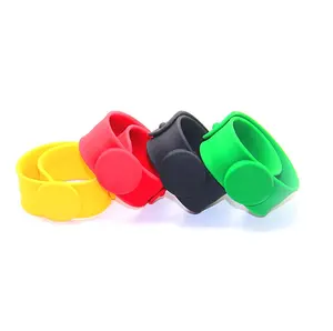 factory custom logo printed rainbow color festival event ID bracelet RFID NFC silicone slap wristband for kids / children