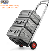 Chariot à main pliable en aluminium, capacité de charge 80 kg, roues en caoutchouc massif de 6 pouces, chariot à main portable OEM pour le déplacement de plantes en pot et de marchandises