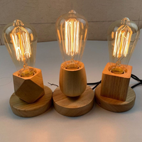 Base de lampe de table en bois massif minimaliste avec interrupteur à bouton, support de lampe vintage E27 pour éclairage DIY