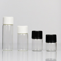 Botol Vial Kaca Bening 5ml 10ml Kosong untuk Sampel Serum/Bubuk, Tutup Ulir Bergaris, Hitam Putih, Dapat Diisi Ulang