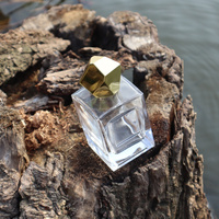 Diffuseur de parfum rectangulaire en verre transparent Qicheng 50 ml avec estampage doré et pompe pulvérisatrice à brume pour flacons de diffuseur à bâtonnets