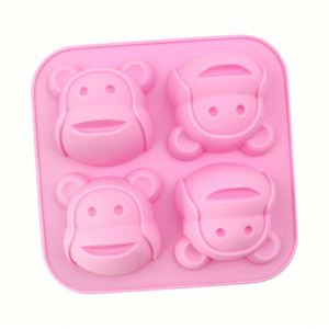 Moule en silicone écologique 4 cavités en forme de tête de singe mignon pour savon, bougie, résine, sans BPA, OEM/ODM - Product Image 3
