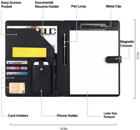 Padfolio Business Resume Portfolio Carpeta de cuero PU con portapapeles Organizador de documentos Cierre magnético y carpeta de archivos con bolsillos