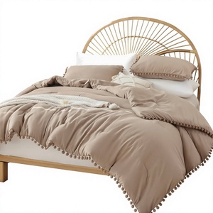 Beige Linen Modern 200TC All-Season Bedding <b>Set</b> Soft Breathable 3 Piece Comforter <b>Set</b> Quilt Cover <b>Set</b> for Home - Product Image 3