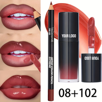 Kit de gloss et crayon à lèvres liquide 2-en-1 hydratant végétalien longue tenue waterproof effet repulpant