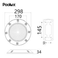 Projecteur LED RGB pour piscine Poolux IP68 étanche ultra-fin en plastique 12V 24V DC à montage en surface, lampe sous-marine