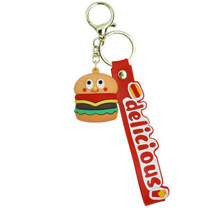 Délicieux Hamburger Pizza 3D PVC porte-clés simulé alimentaire caoutchouc voiture porte-clés arc-en-ciel dragonne délicieux alimentaire PVC porte-clés - Product Image 1