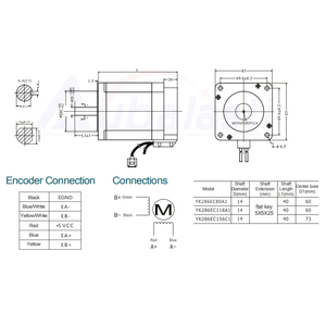 WaveTopSign YAKO Nema34 4.2N.<span class=keywords><strong>m</strong></span> 6A kit Driver motore passo-passo ad anello chiuso albero Dia.14mm 2 fasi con cavo 3M YK286EC80A1 + ESD2608H - Product Image 5