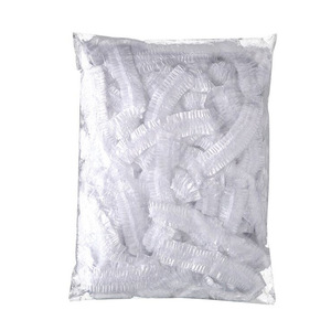 Gorro de ducha desechable, cubrecabeza de plástico impermeable, gorro de ducha transparente para teñir el cabello en hoteles, elástico y ajustable. - Product Image 5