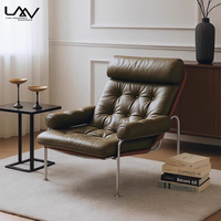 Style nordique Villa Salon Brun Loisirs Chaise Hôtel Chambre En Métal Cadre En Cuir De Luxe Chaise Longue Meubles