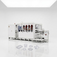 Machine de thermoformage entièrement automatique à 3 stations avec écran tactile pour la fabrication de plaques en PVC, PS, PET, PP, HIPS, 750x850mm, 400-720