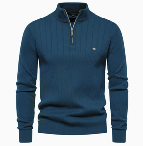 Men's Ribbed Half Zip Sweater <b>Pullover</b> Knitted <b>Jumper</b> Casual Winter Top - Product Image 4