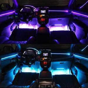 Lampu Led Interior Mobil Akrilik Tersembunyi Lampu Hias RGB Lampu Neon Fleksibel Strip Cahaya Dingin Lampu Ambien LED