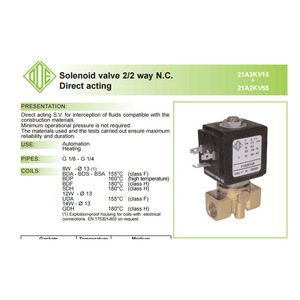 Vanne solénoïde ODE 2/2 voies N.C. Chauffage Automatisé à Action Directe G 1/4 en Laiton 220V - Product Image 1