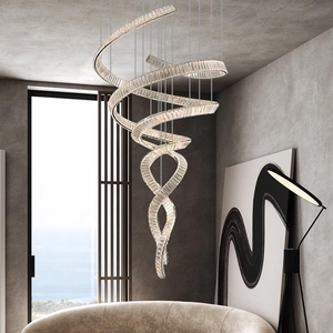 Luxury <b>Spiral</b> Staircase Long Chandelier Custom Big Modern Chandelier for Villa Foyer Staircase - Product Image 4