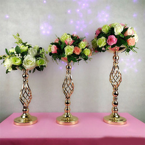 Soporte Candelabro Hueco <span class=keywords><strong>Dorado</strong></span> Guía de <span class=keywords><strong>Camino</strong></span> Florero de Metal <span class=keywords><strong>para</strong></span> Centros de <span class=keywords><strong>Mesa</strong></span> de Bodas Decoraciones de Boda - Product Image 1