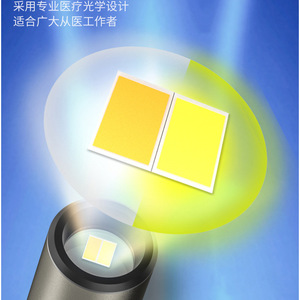 Lampe de poche LED à lumière blanche et jaune rechargeable avec connecteur Type C en alliage d'aluminium, utilisation médicale, compacte et portable - Product Image 1