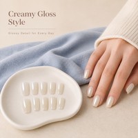 T1741 Kaixin – Faux ongles à presser couleur ivoire crémeux, finition arrondie en acrylique, pour fêtes et événements – Vente chaude