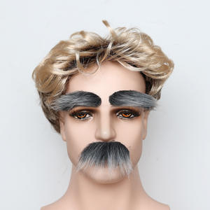 Barba Realistica per Costume di Halloween - Baffi Neri e Grande Barba Bianca da Babbo Natale, Capelli Sintetici - Product Image 2