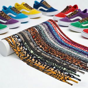 WEGOODZF, cordones planos personalizados de poliéster para Zapatos, zapatillas de estilo Premium con estampado de leopardo colorido, accesorios para zapatos informales, se venden por pares - Product Image 1
